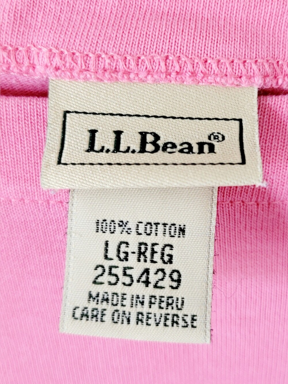 L.L. Bean 100% Cotton Pink/White Striped Boatneck Top 3/4 Sleeves Large - Picture 2 of 10